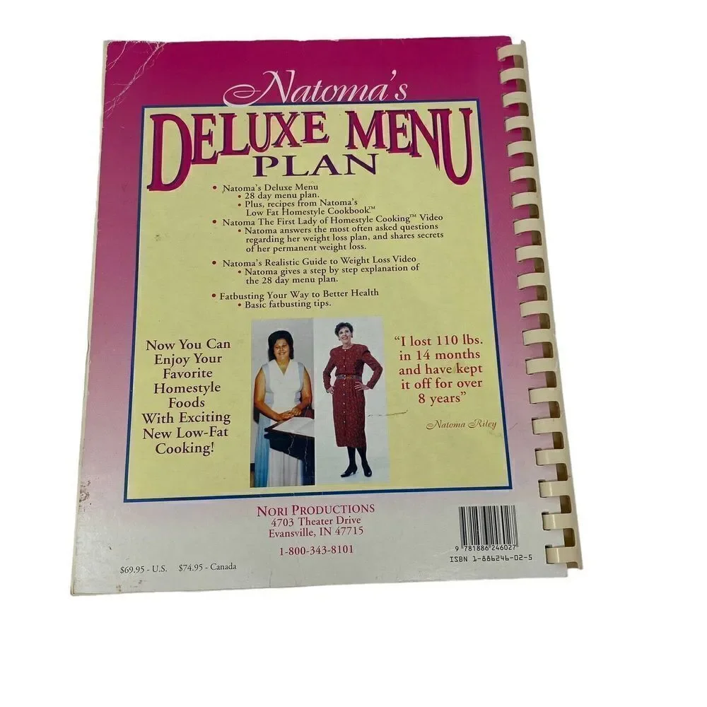 Vintage 90’s‎ Diet Cookbook Natoma’s Deluxe Menu 28 day plan book fatbusting